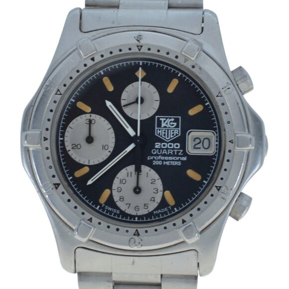 Vintage Tag Heuer Men's 38mm 2000 Series Chronograph Watch Black Dial 262.006-1! - Picture 1 of 9